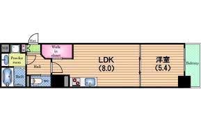 サムティ江戸堀ASUNT(1LDK/6階)の間取り写真