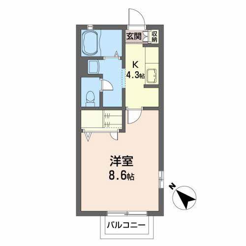 シャーメゾン北仙台(1K/2階)の間取り写真