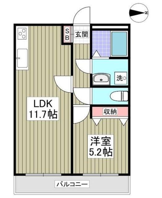 第六竹石マンション(1LDK/1階)の間取り写真