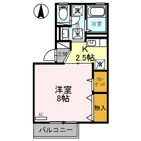 ロイヤルファミールIIA(1K/1階)の間取り写真