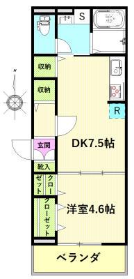 モンラルジュ国分(1DK/2階)の間取り写真