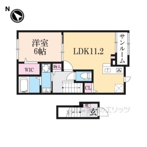 セレスティアⅠ(1LDK/2階)の間取り写真