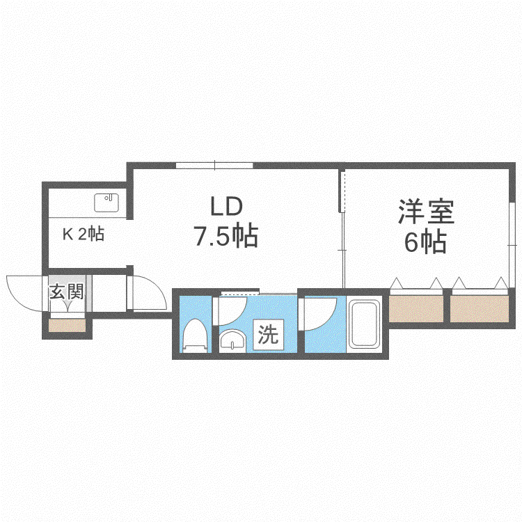 フリーダム(1LDK/2階)の間取り写真