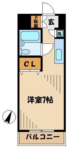 マルベリーコート(ワンルーム/3階)の間取り写真