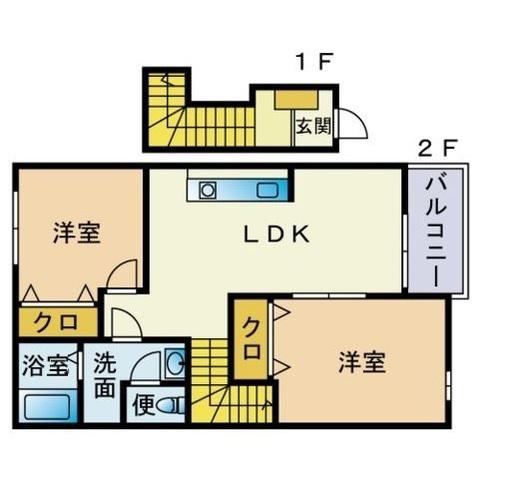 アンポツC(2LDK/2階)の間取り写真