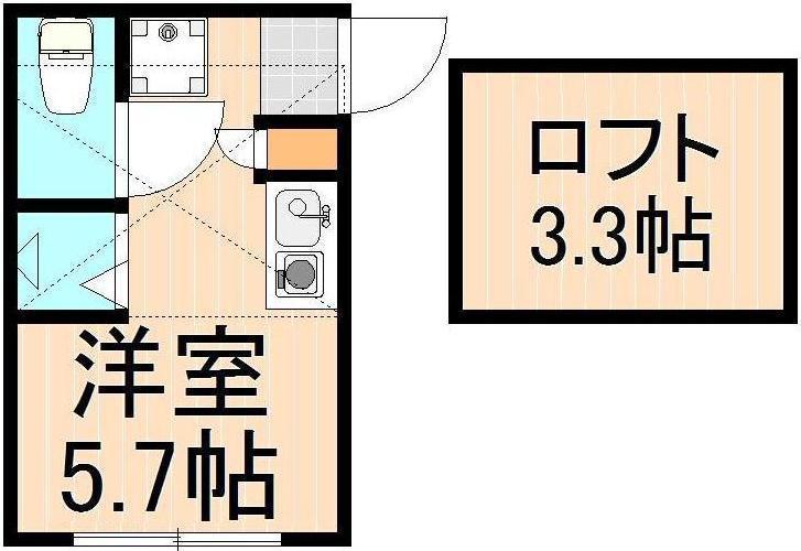 ハーモニーテラス日ノ出町IV(ワンルーム/1階)の間取り写真