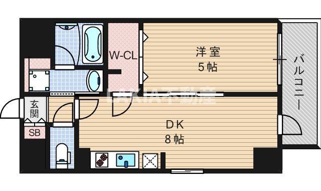 エステムコート北堀江(1DK/12階)の間取り写真