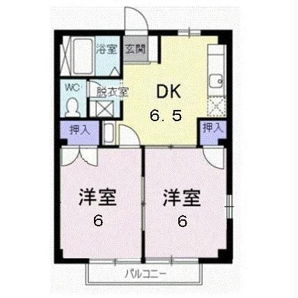 アメニティヒルズ(2DK/2階)の間取り写真