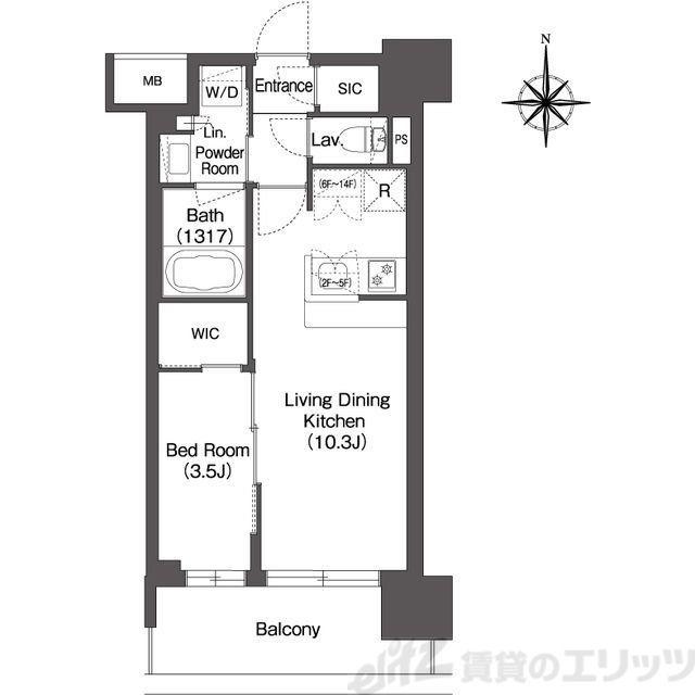 コンフォリア新大阪宮原Q(1LDK/6階)の間取り写真