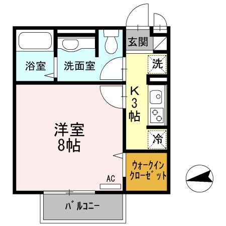 プリムローズ(1K/1階)の間取り写真