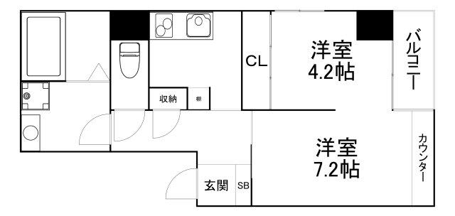 SETA PIENA夕陽丘(2K/1階)の間取り写真