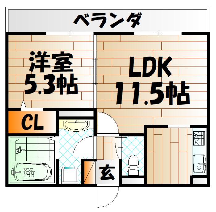 POLONIA KOKURA-KITA(1LDK/2階)の間取り写真
