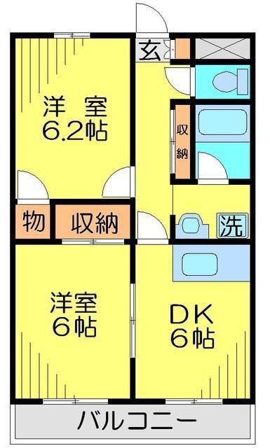 リヴェール(2DK/2階)の間取り写真