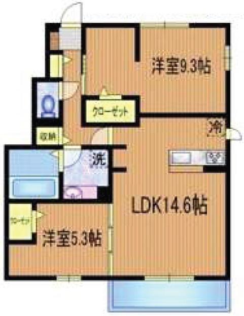 ソシアス田無(2LDK/1階)の間取り写真
