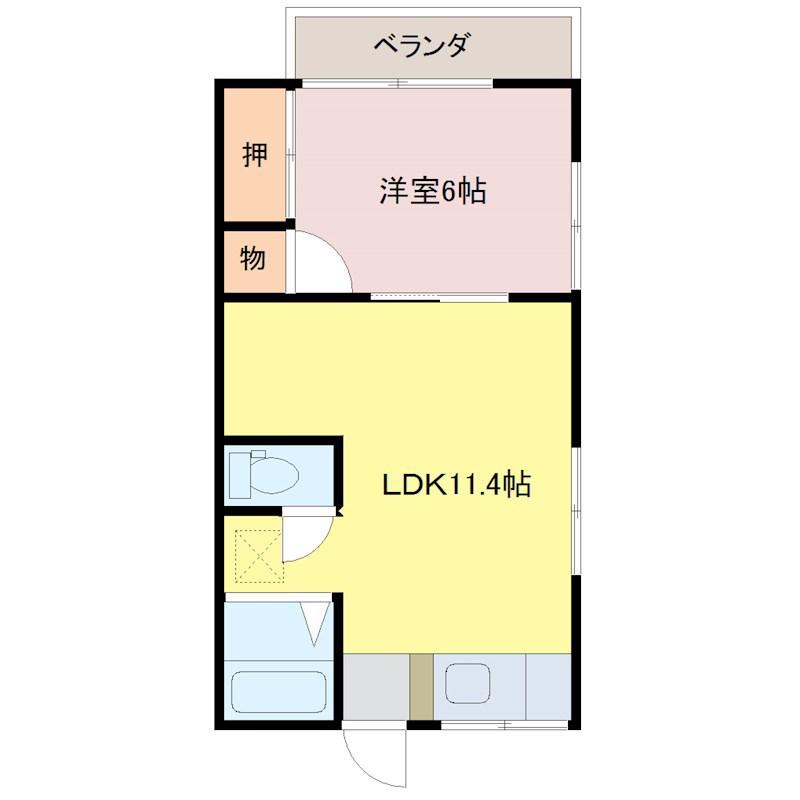 コーポつくば(1LDK/2階)の間取り写真