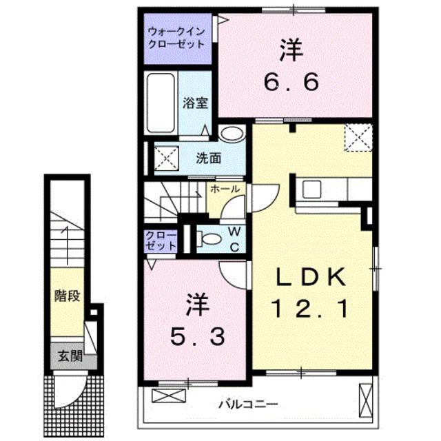 レディーバードII(2LDK/2階)の間取り写真