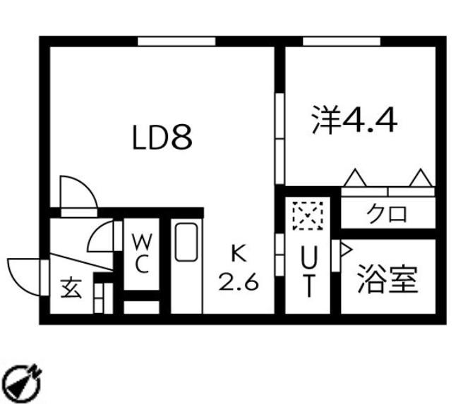 サイト琴似(1LDK/2階)の間取り写真