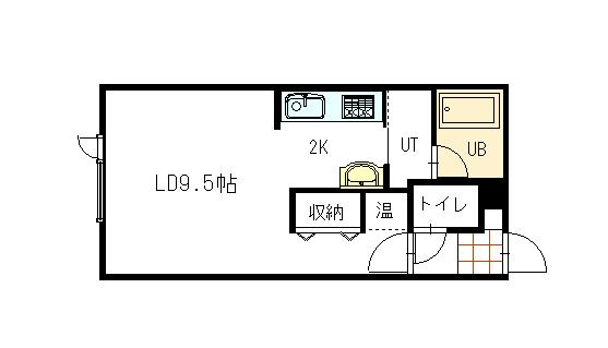 TRIBUTE(1K/1階)の間取り写真