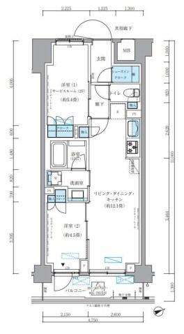 パークアクシス文京本郷(2LDK/5階)の間取り写真