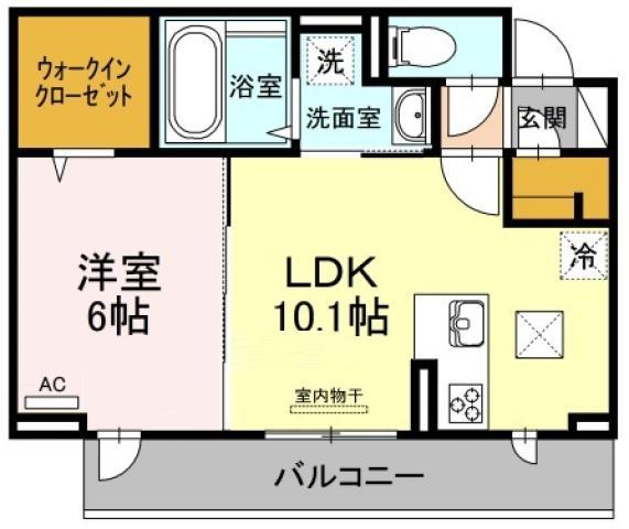 キャトルセゾン南佐古(1LDK/1階)の間取り写真