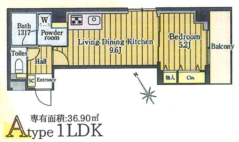 カナル―チェ(1LDK/3階)の間取り写真