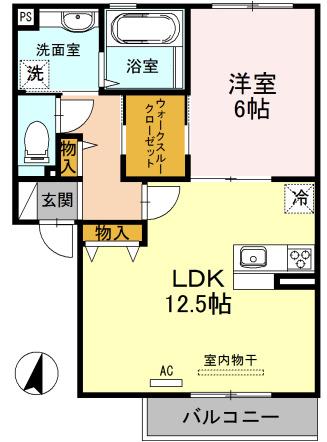 ラフィーネ徳庵(1LDK/1階)の間取り写真