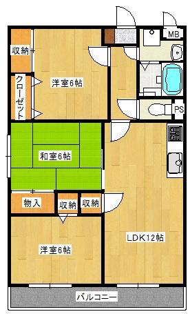 パレロワイヤル弐番館(3LDK/4階)の間取り写真