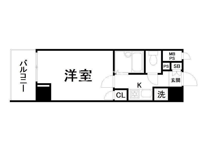 リーガル京都河原町III(1K/9階)の間取り写真
