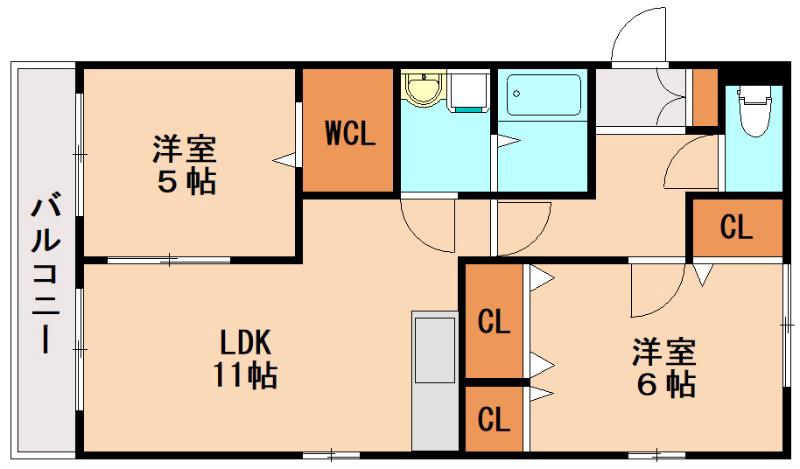 ベル・グラース(2LDK/1階)の間取り写真