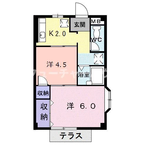 エスポワールI(2K/2階)の間取り写真