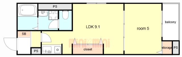 グランヴィル芦屋西(1LDK/4階)の間取り写真
