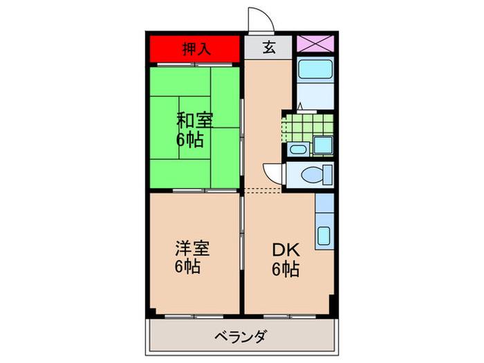 エクセル守口(2DK/4階)の間取り写真