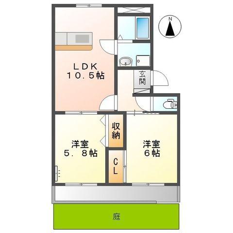 サンタプレイス(2LDK/1階)の間取り写真
