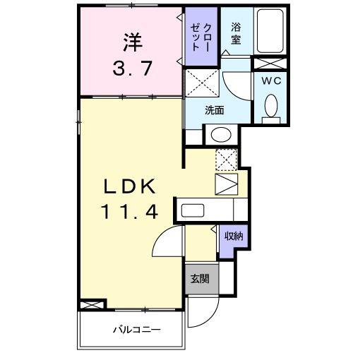 AUBEBELLE(1LDK/1階)の間取り写真