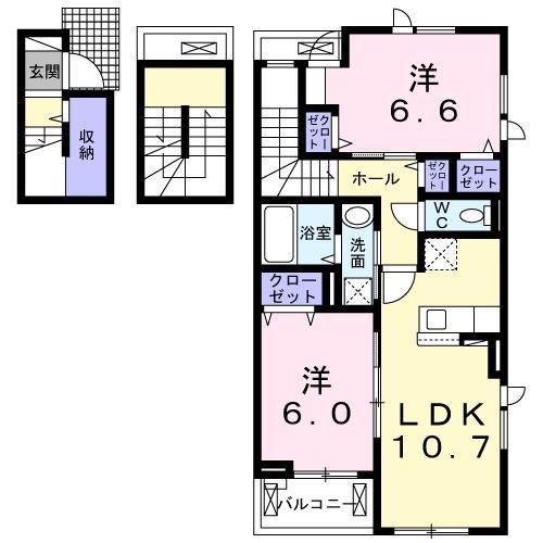 カレント グレイスフル I(2LDK/3階)の間取り写真