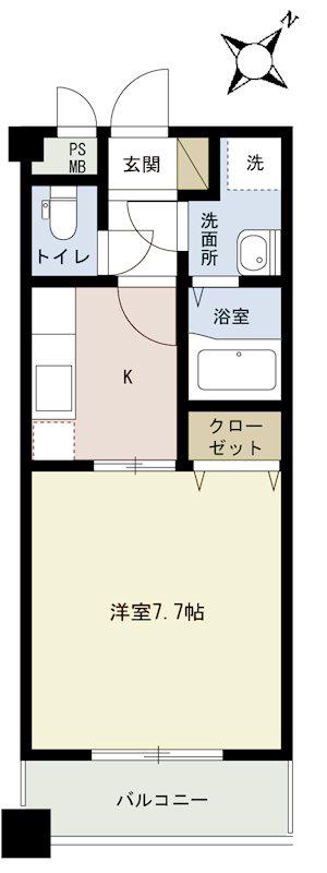 ディール東大成(1K/2階)の間取り写真
