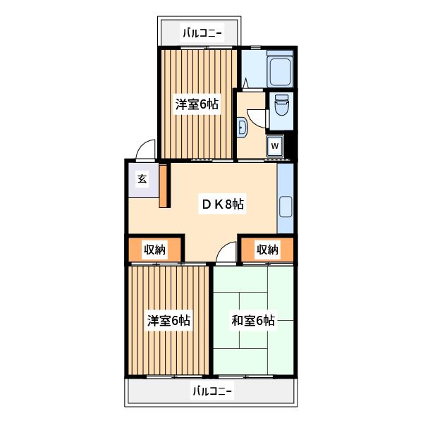 片倉ハイムB(3DK/1階)の間取り写真