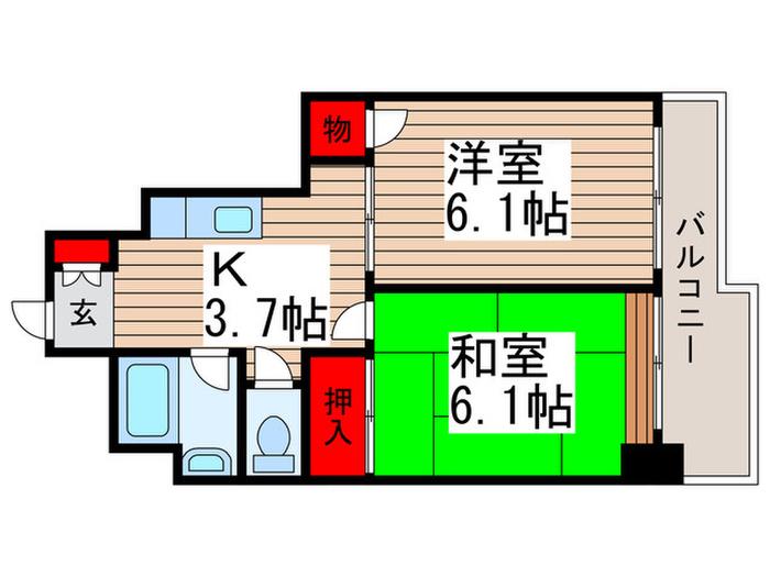 ヴィラ白幡(2K/4階)の間取り写真