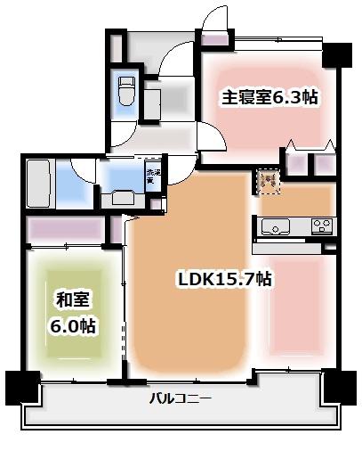 ナイスアーバン今泉プロムナード(2LDK/8階)の間取り写真
