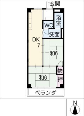 第一紅屋ビル(2DK/3階)の間取り写真
