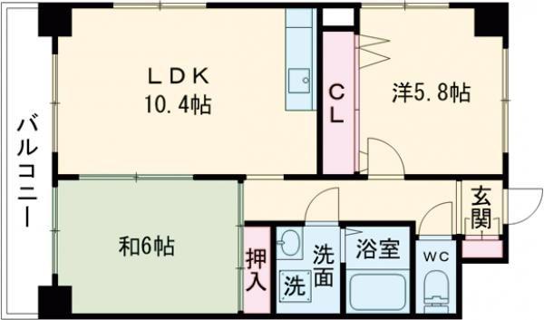 BALCONY8南の丸(2LDK/6階)の間取り写真