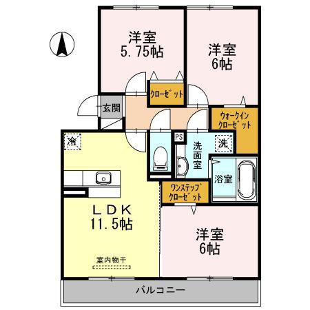ぷらたなすIII(3LDK/3階)の間取り写真