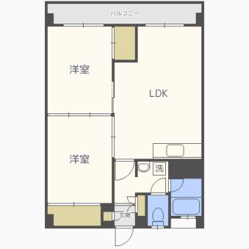 金定ビル(2LDK/4階)の間取り写真