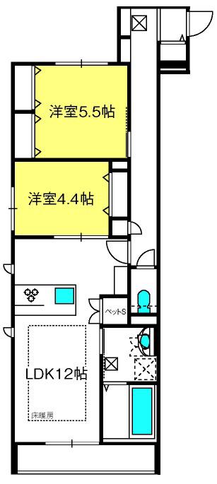 オーベルイースト(2LDK/2階)の間取り写真