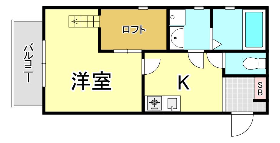 GKレジデンス逆瀬川(1K/1階)の間取り写真
