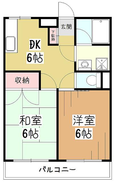 マンション関田(2DK/3階)の間取り写真