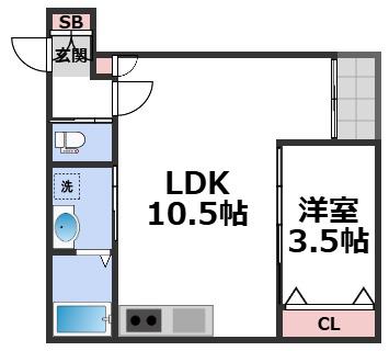 H-MAISON衣摺III(1LDK/1階)の間取り写真