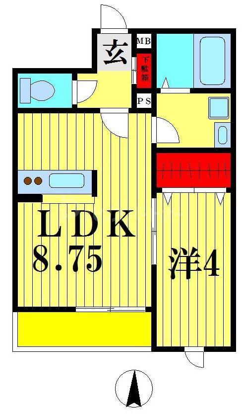 アンジュレーヴ(1LDK/2階)の間取り写真