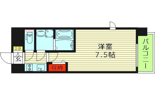 プレサンス玉造駅前(1K/7階)の間取り写真