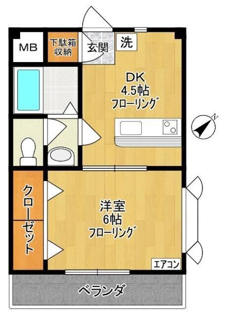 フォーレストハイツ(1DK/2階)の間取り写真